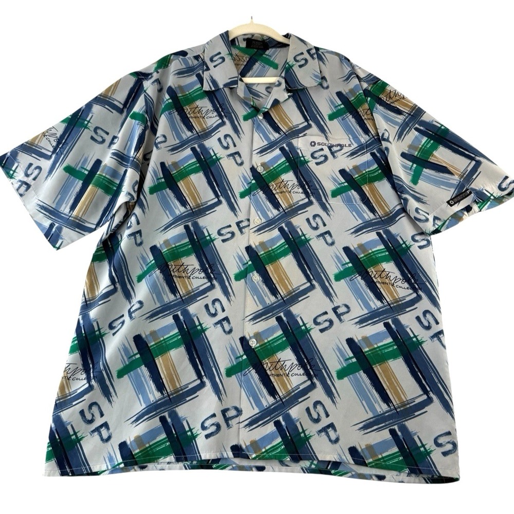 Southpole Authentic Men's Shirt‎ XL Abstract Allover Streetwear Pocket Button Up